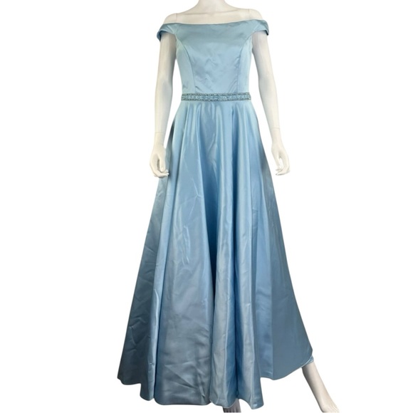 Sherri Hill Light Blue Maxi Dress Size 6 - Picture 1 of 9